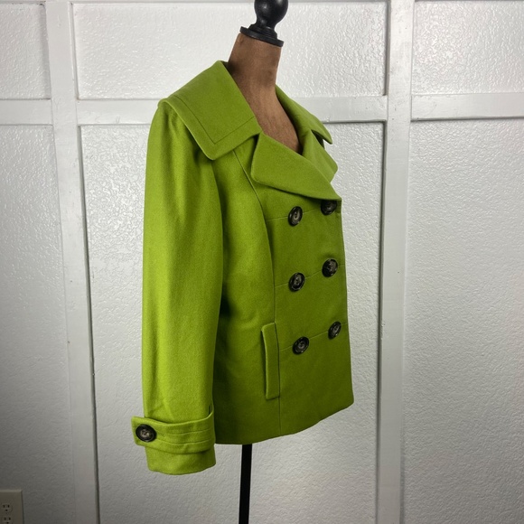 Antonio Melani Chartreuse Wool Blend Peacoat Women’s Size 8 - Picture 3 of 9